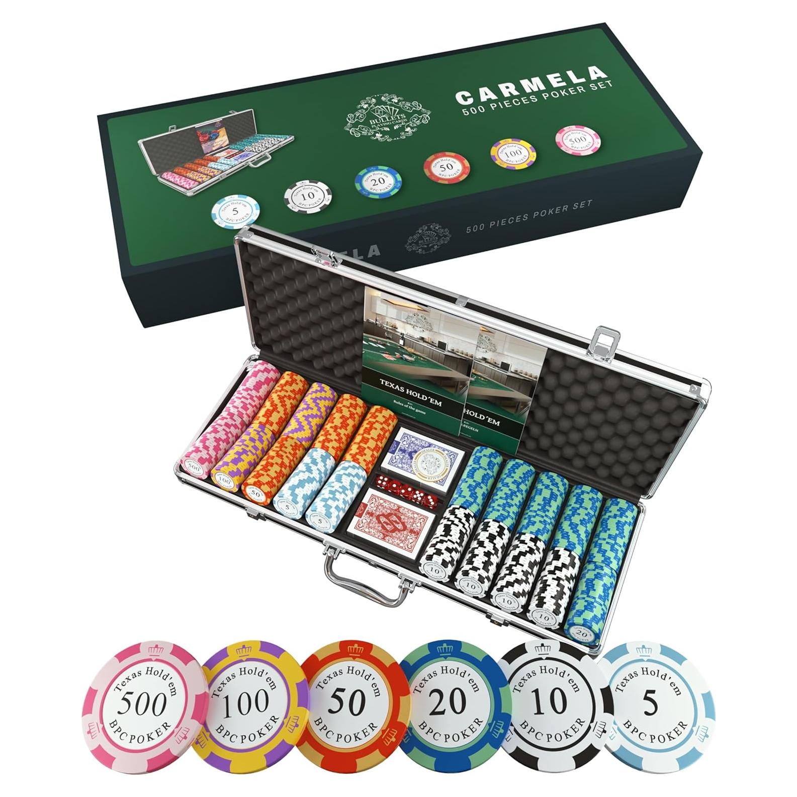 Juego de Póker PJ Games 500 Fichas Arcilla y Cartas