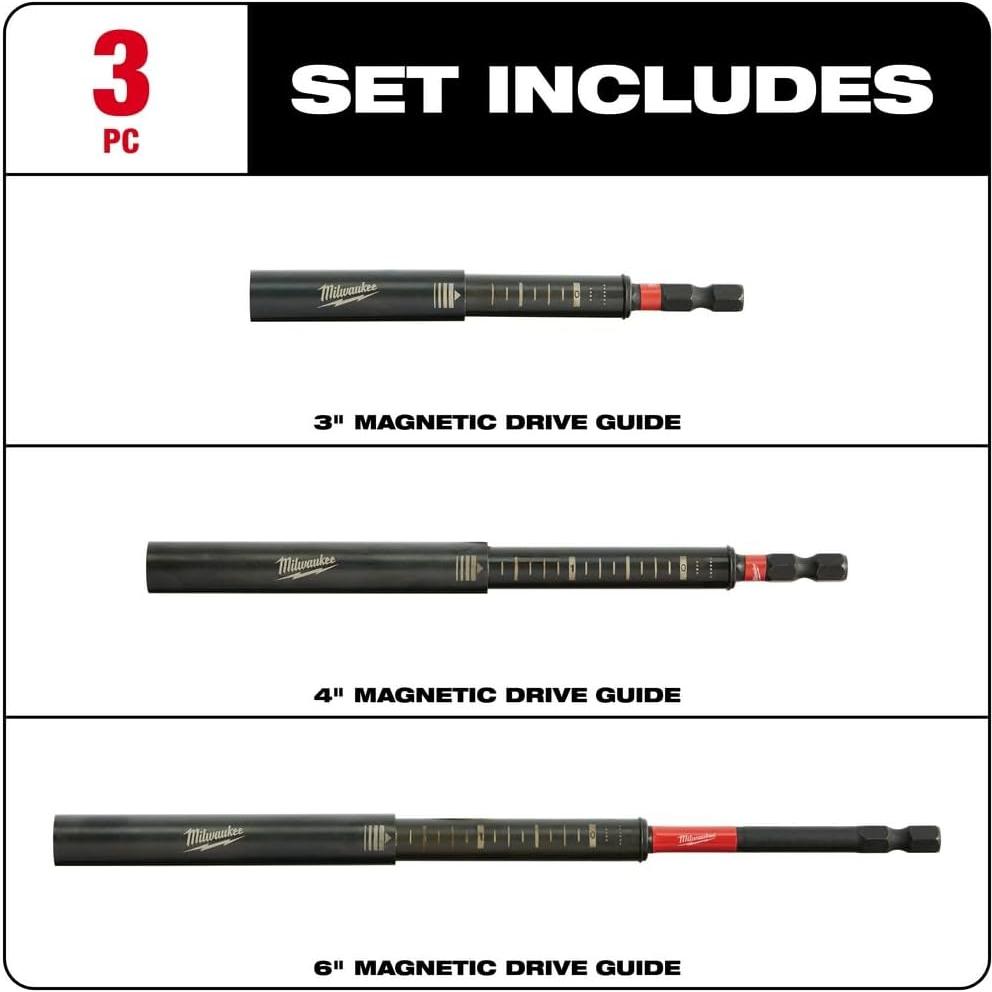 Juego de Guía Magnética Milwaukee 3 Piezas Acero Inoxidable