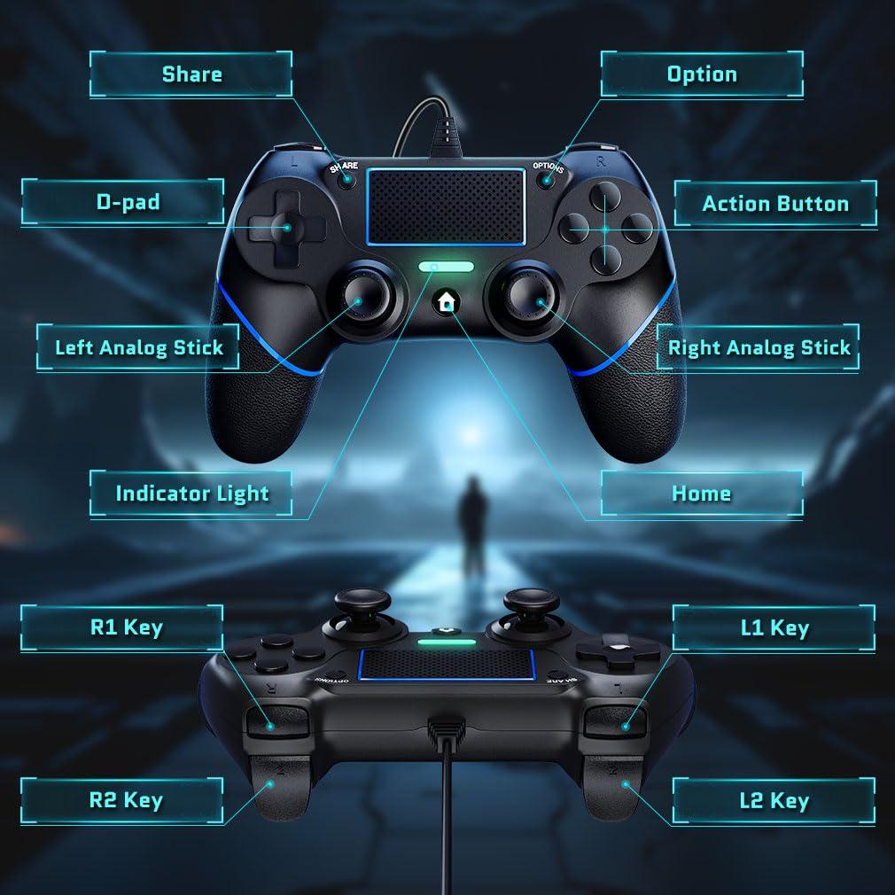 Controlador con cable DIANVEN para PS4 y PC 1.98m