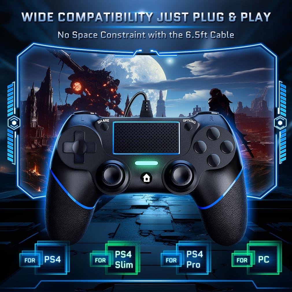 Controlador con cable DIANVEN para PS4 y PC 1.98m