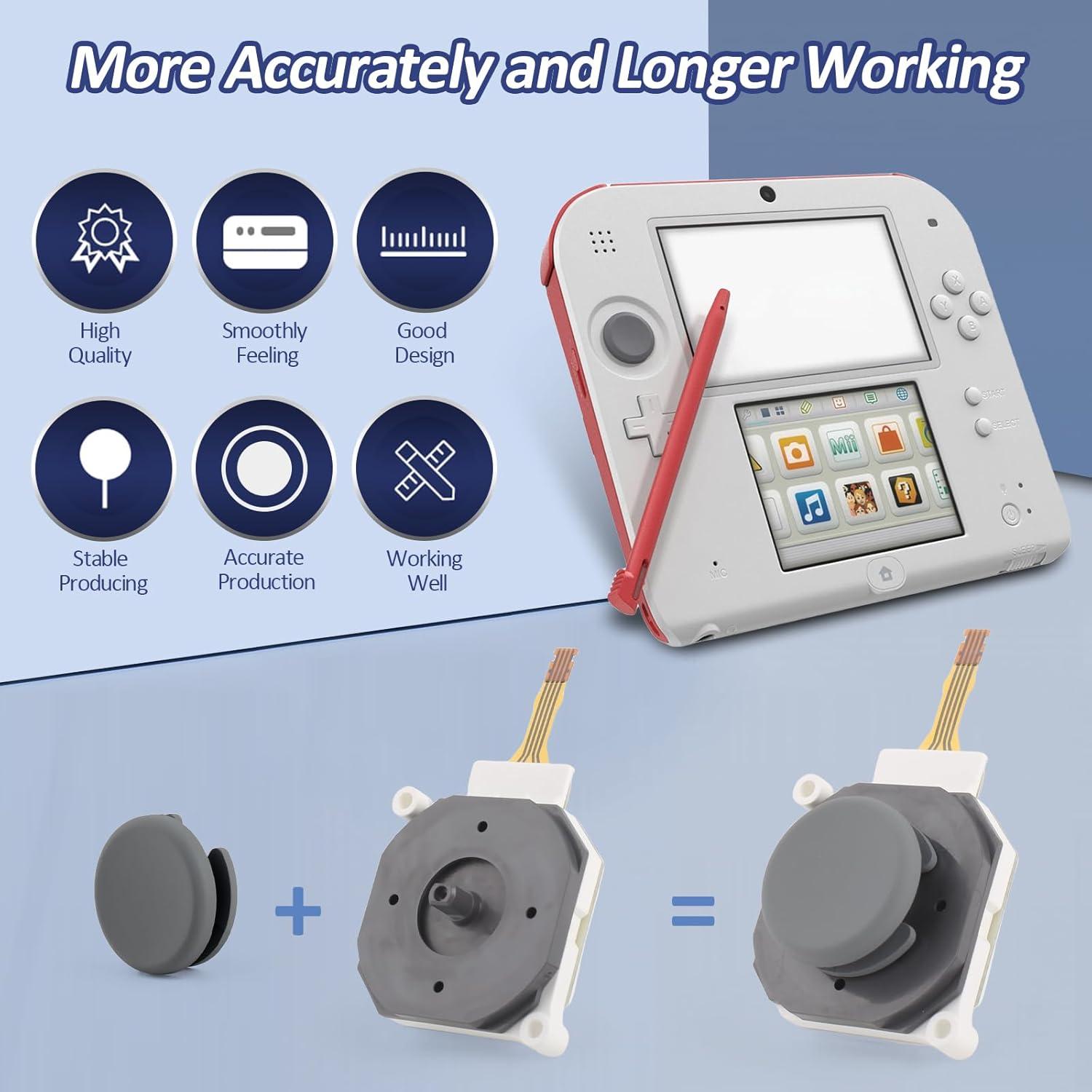 Reemplazo Joysticks 3D YWLRONG para Nintendo 3DS XL Gris