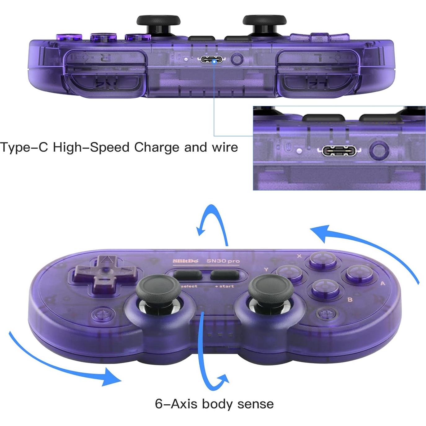 Controlador Inalámbrico 8Bitdo SN30 Pro Bluetooth Rumble