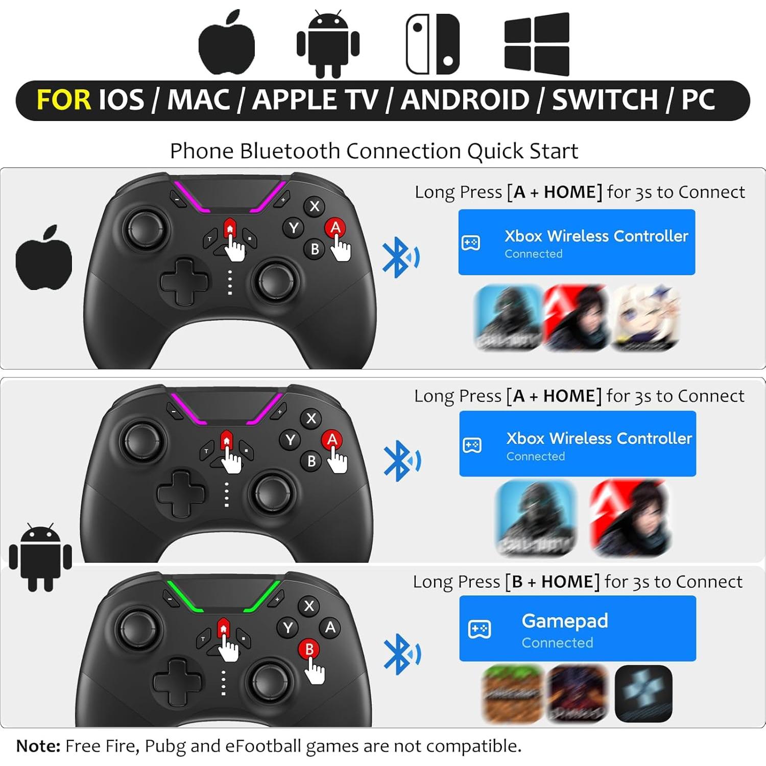 Controlador Bluetooth Aghi Pro para Switch y PC con Joystick