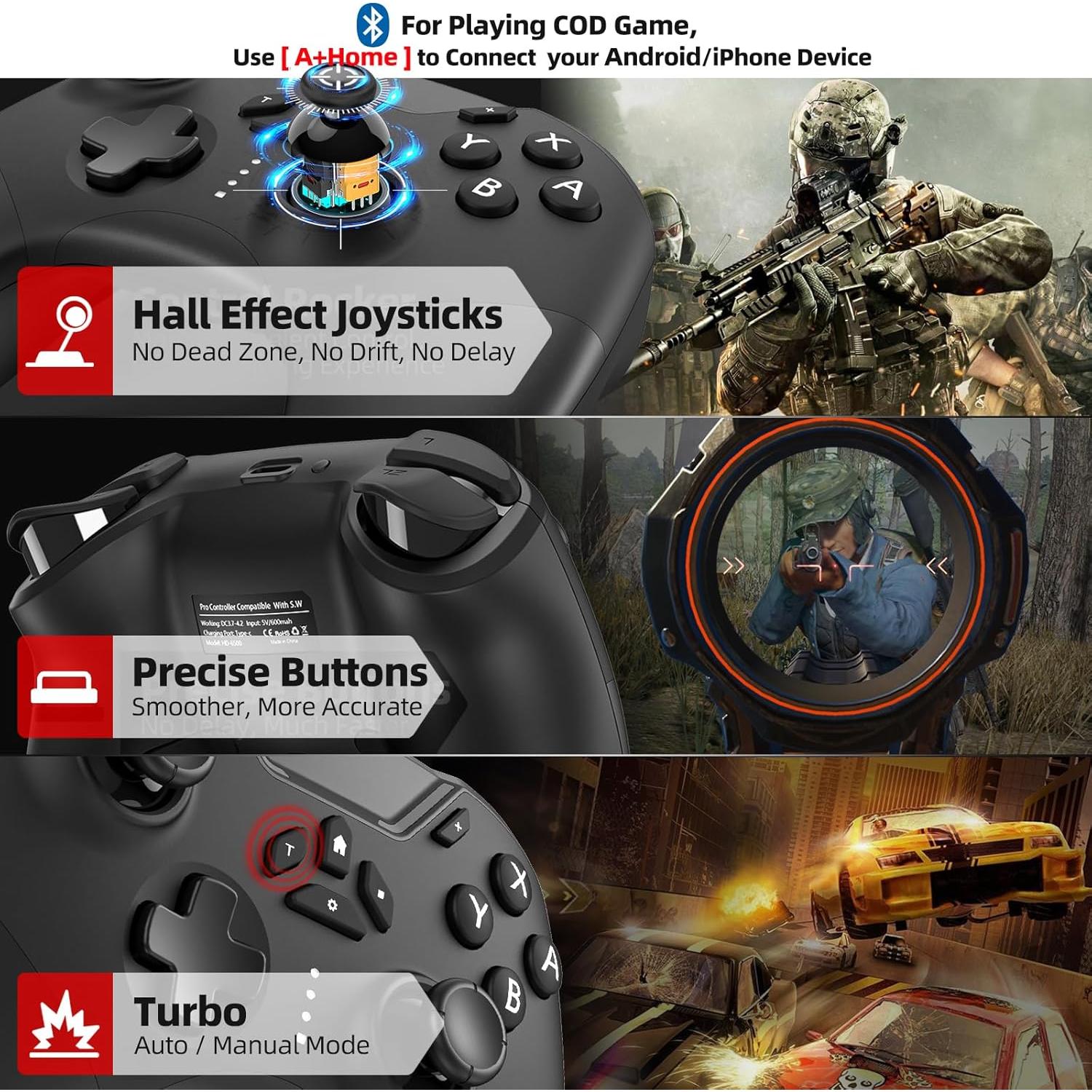 Controlador Bluetooth Aghi Pro para Switch y PC con Joystick