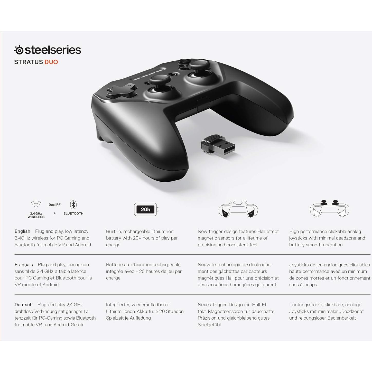 Controlador Inalámbrico SteelSeries Stratus Duo - 20h Batería