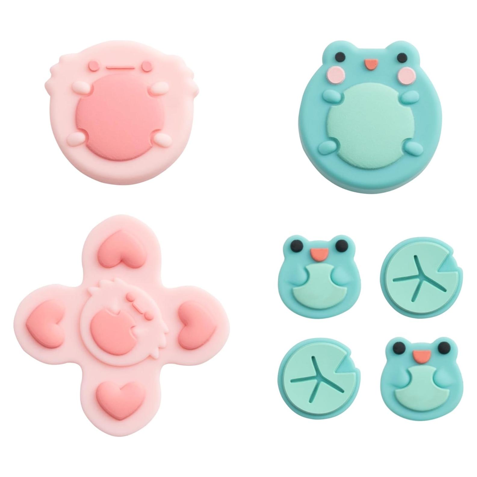 Conjunto de Tapas de Botones GeekShare para Switch - Rana y Axolote