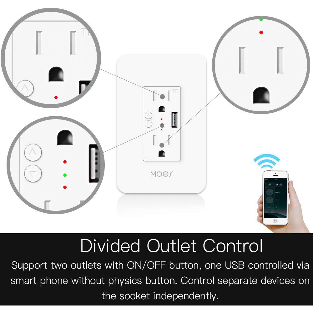 Enchufe Inteligente MOES WiFi 15A 2 en 1 con USB