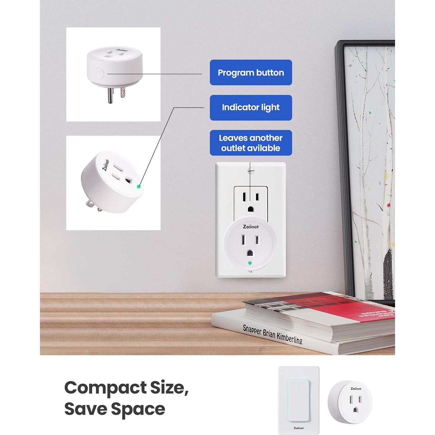 Enchufe Inteligente Zoiinet SW-AK1, Control por Voz y Temporizador