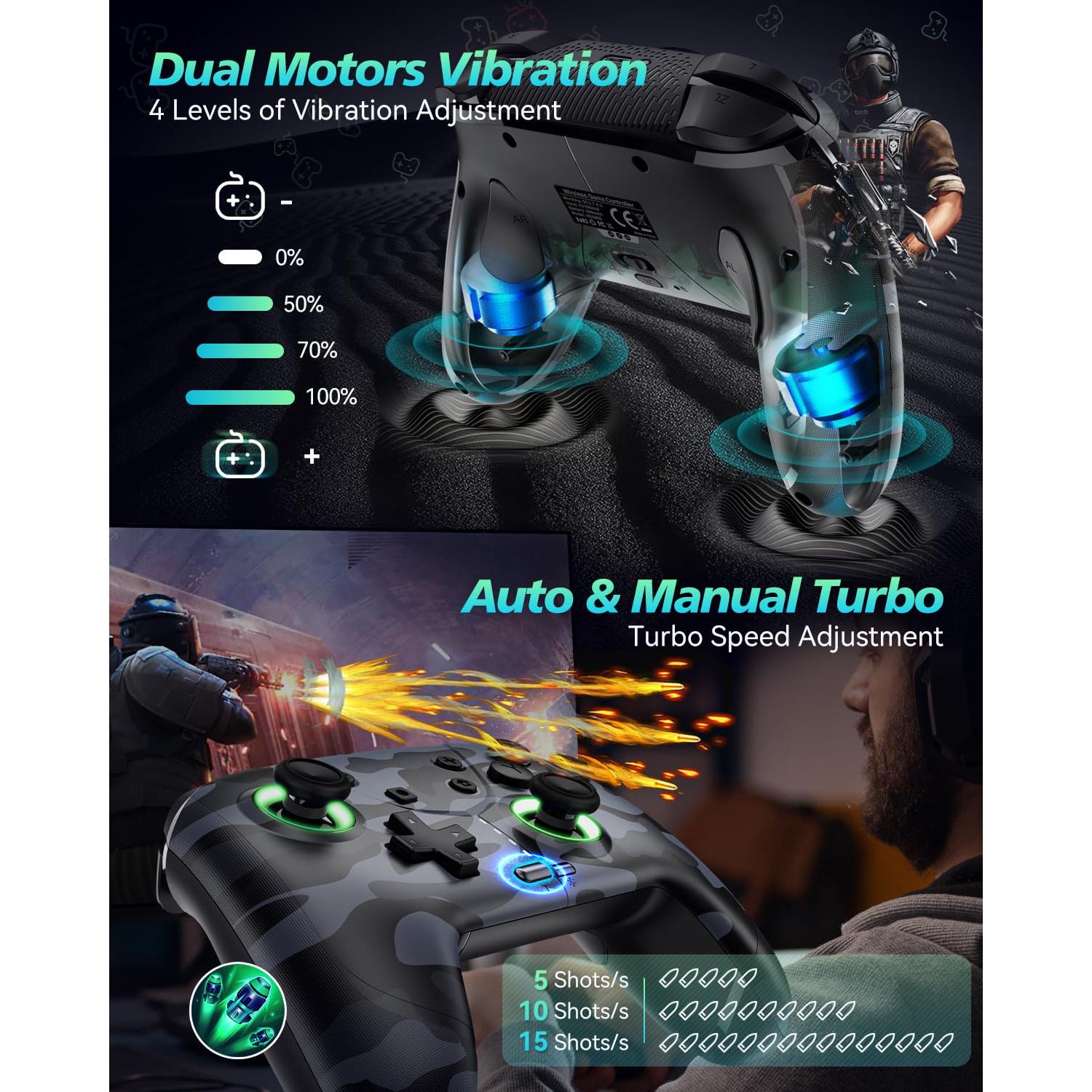 Controlador Inalámbrico GMBACK Bluetooth con Joysticks Hall