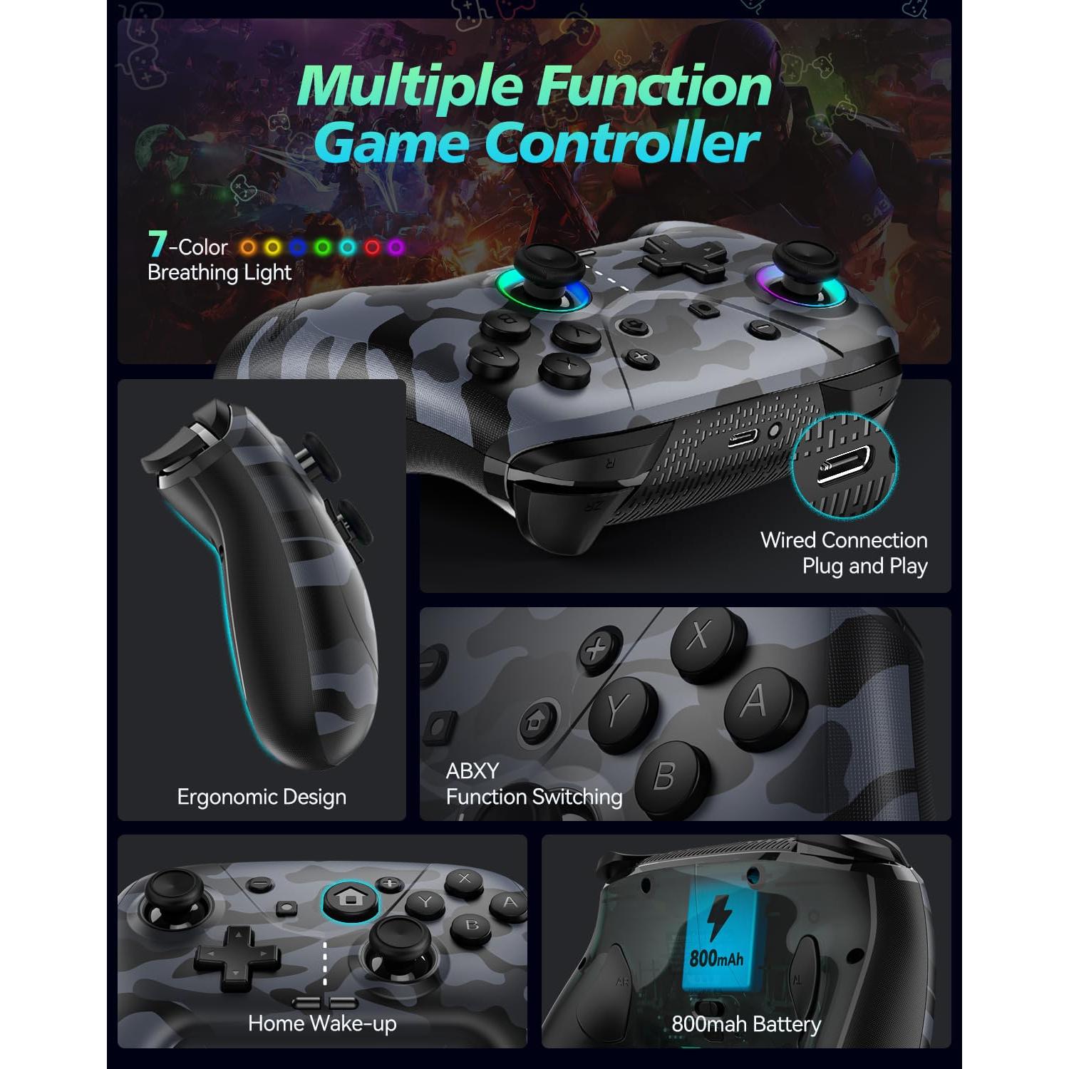 Controlador Inalámbrico GMBACK Bluetooth con Joysticks Hall