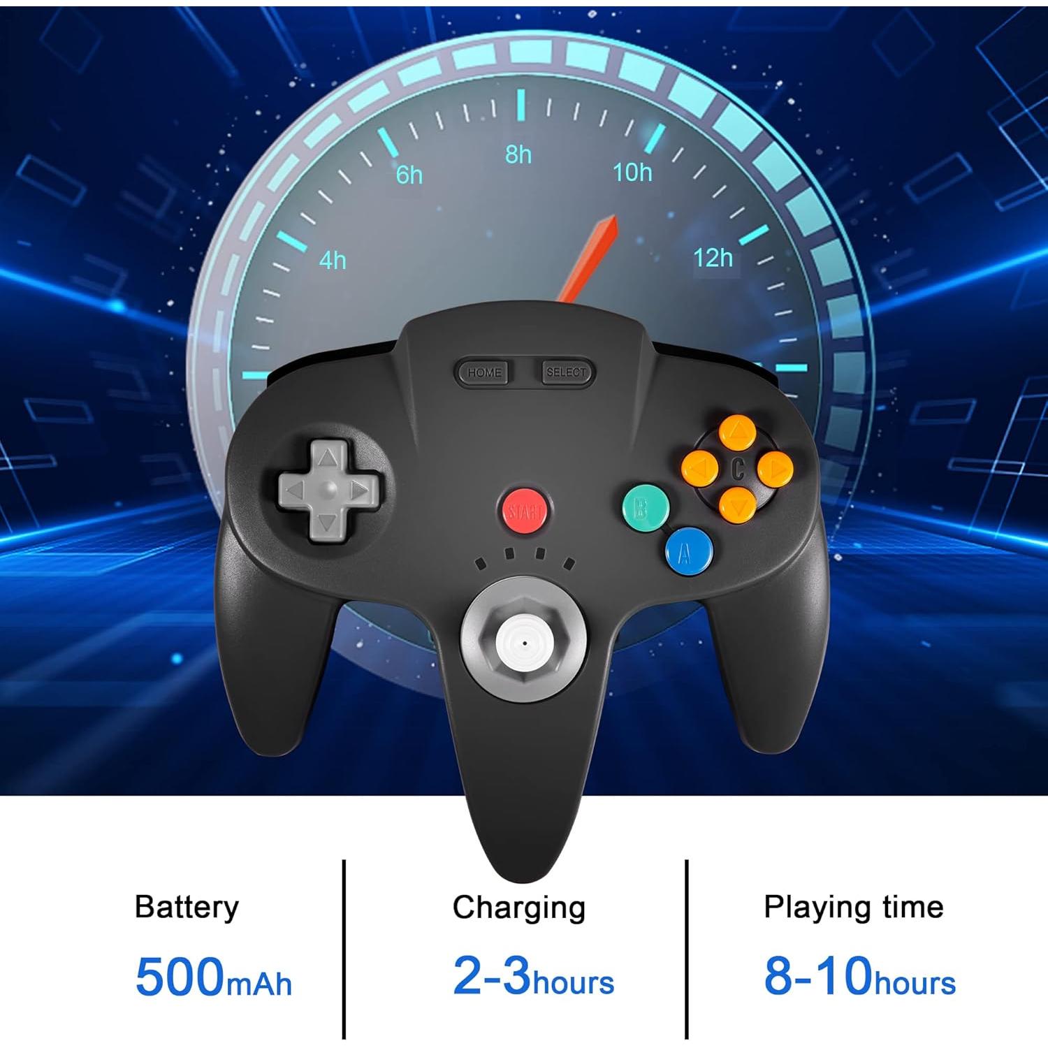 Controlador Inalámbrico KIWITATA para N64 Negro - Joystick Recargable