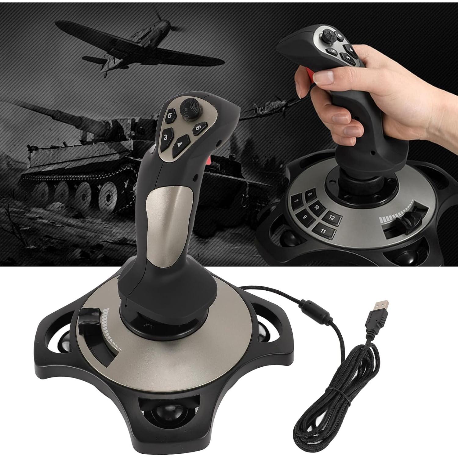 Joystick de Vuelo ASHATA para PC con Vibración y Acelerador