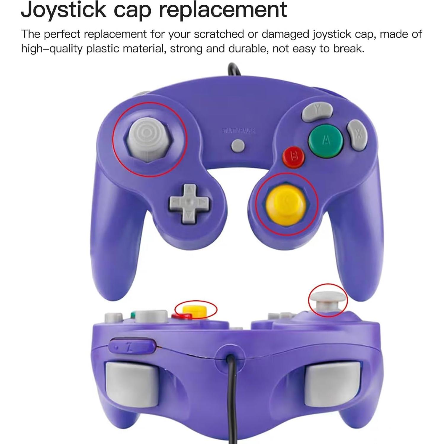 10 Tapas de Joystick Vicue para Nintendo GameCube Gris Amarillo