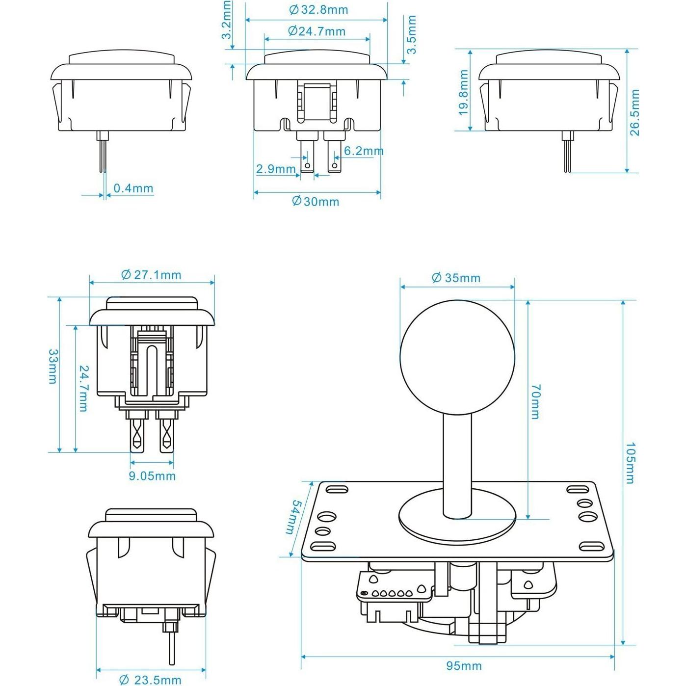 Kit Controlador Joystick Arcade SJ@JX 10 Botones USB