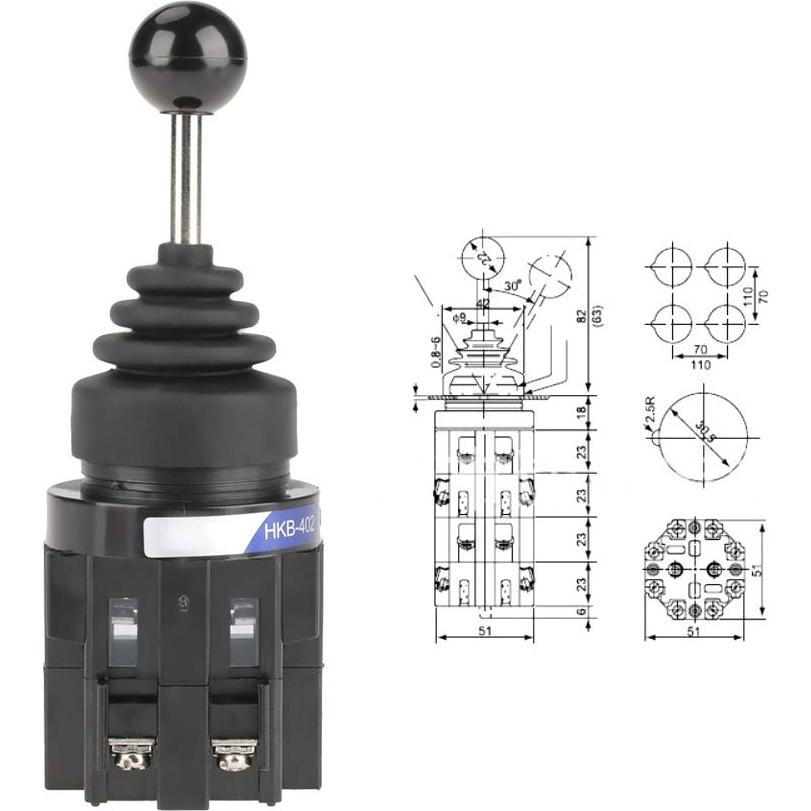 Interruptor de Joystick Uxsiya 4NO Eléctrico 5x7x8 cm