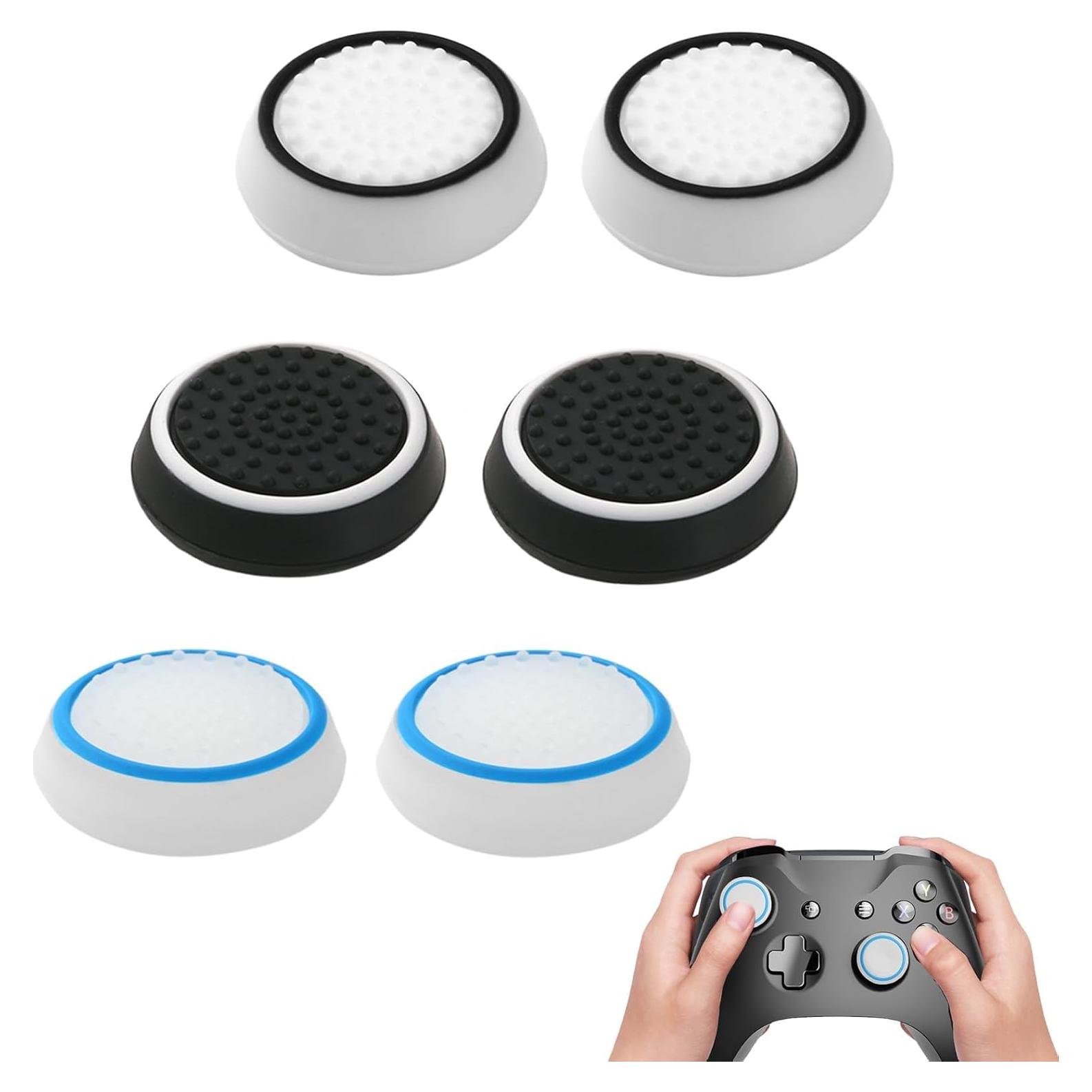 6 Pcs Silicone Performance Thumb Grip Joystick Caps, Full Protection Anti-Slip Anti-Scratch Protective Cover Thumb Joystick Cap Compatible with PS5 PS4 Xbox Series X/S Xbox One Switch Pro Controller