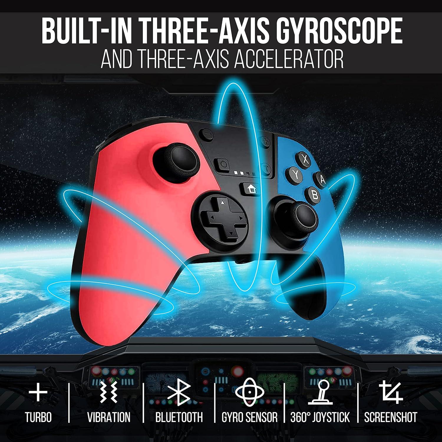 Controlador Inalámbrico Pyle para Consola Switch - Bluetooth 5.0, Doble Vibración, RGB