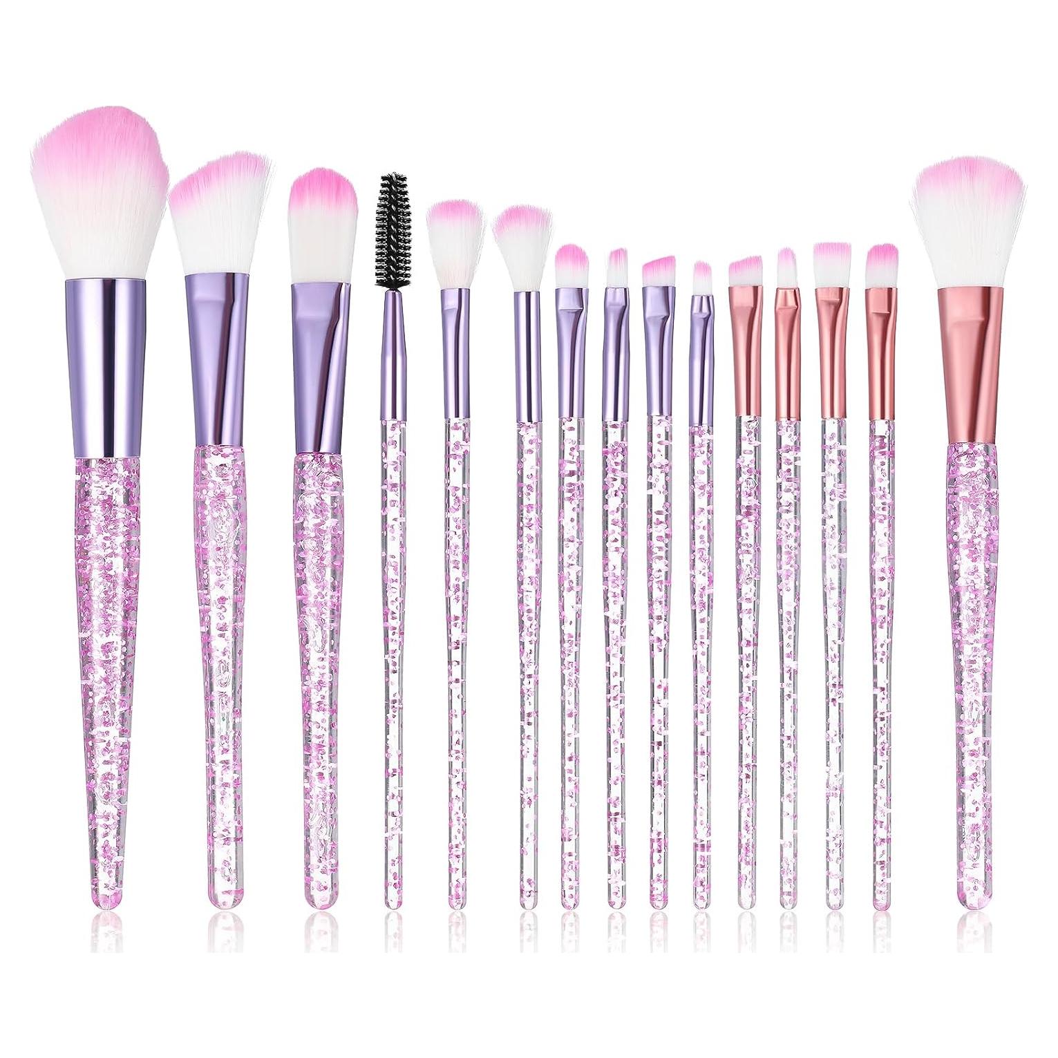 Juego de 15 Brochas de Maquillaje Rosa AOZUO 18 cm