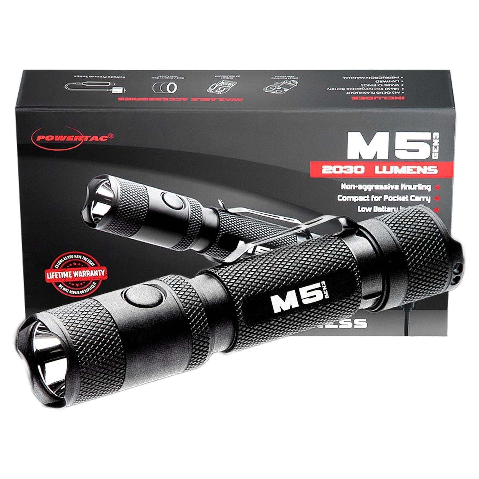 Linterna Táctica PowerTac M5-G3 2030 Lúmenes Recargable