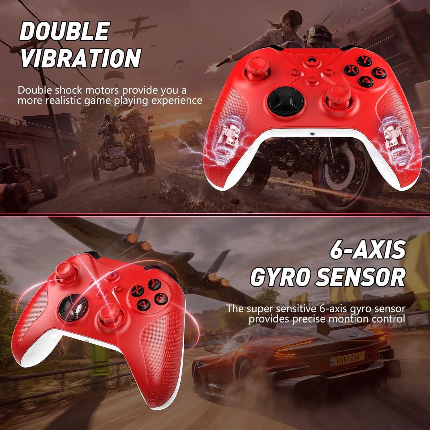 Controlador Inalámbrico Xbox Rojo - Doble Vibración y Turbo