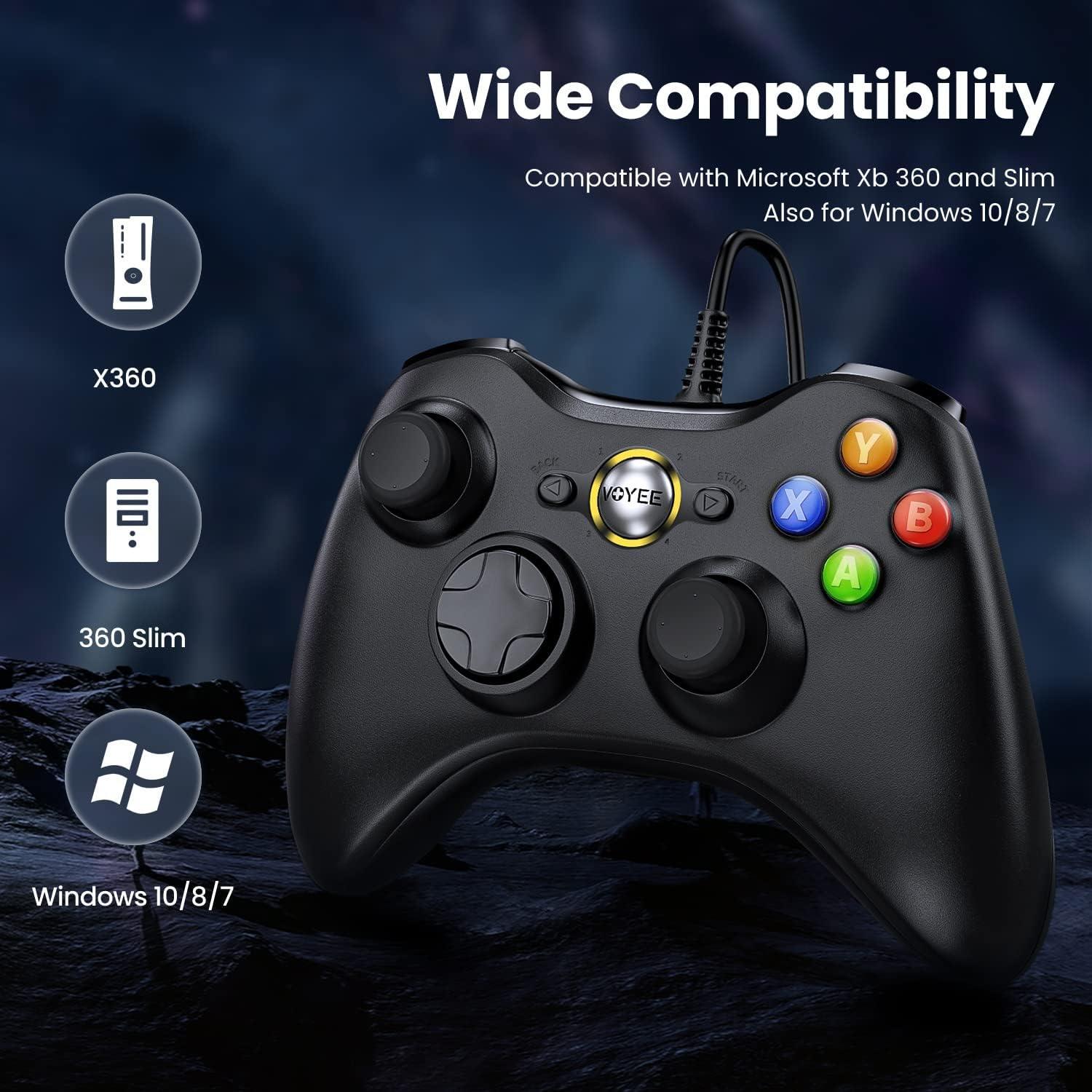 Controlador VOYEE 360 PC por Cable Negro con Joystick Mejorado