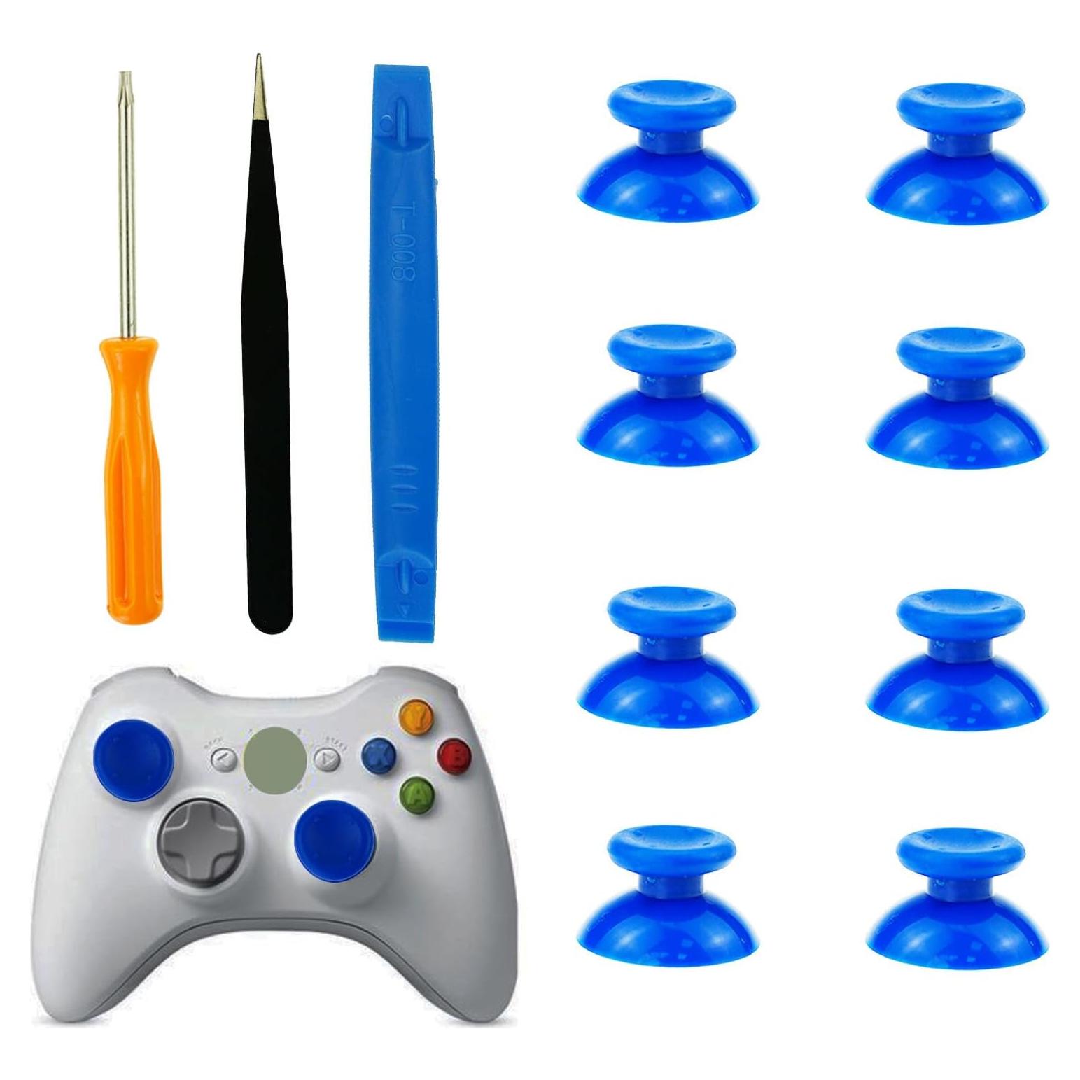 8 Piezas Tapas Joystick Xbox 360 CTHTBZ Azul y Herramientas