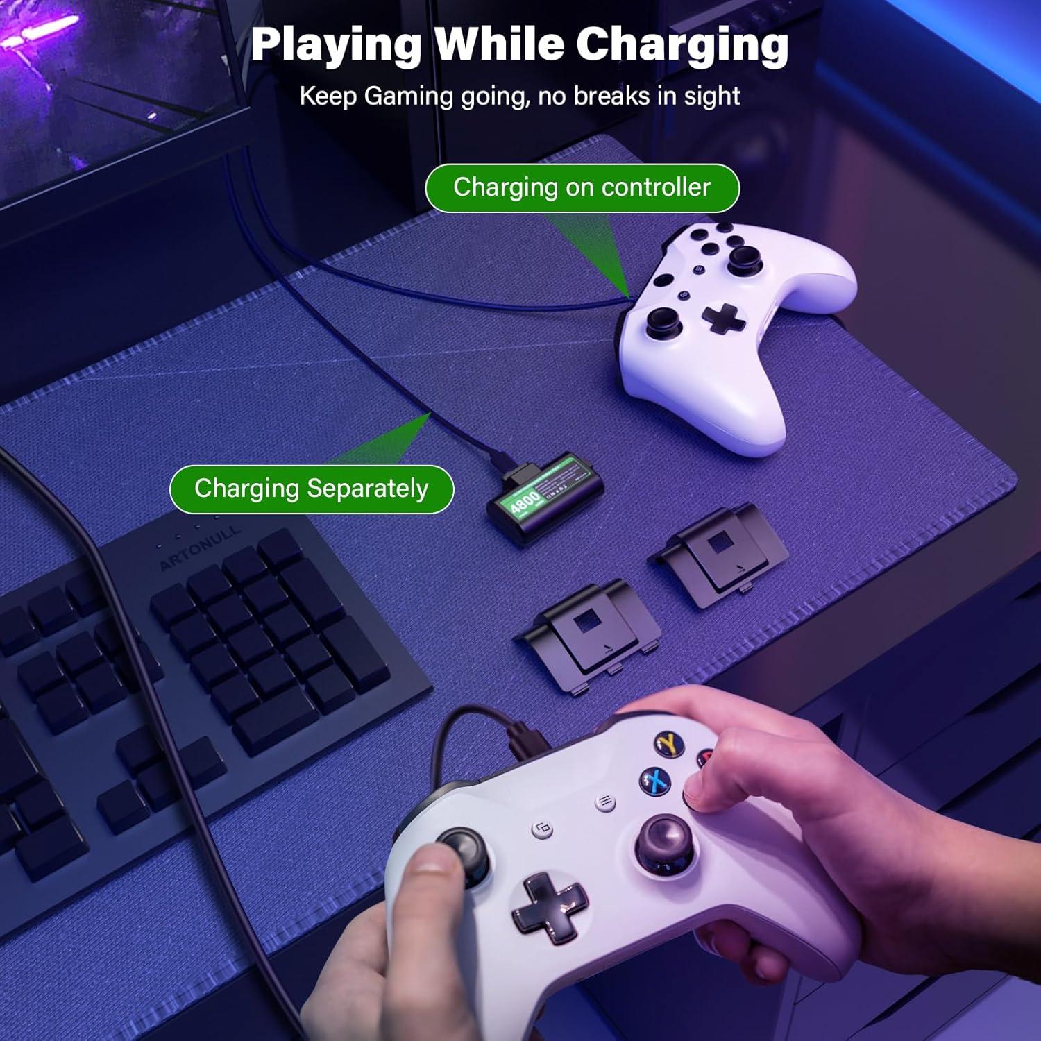 Paquete de Batería Recargable JAVRUNWOF para Xbox 2x4800mWh