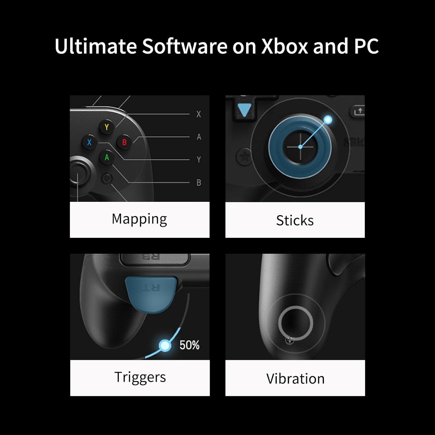 8bitdo Pro 2 Wired Controller for Xbox Series X|S, Xbox One, Windows 10/11, Gamepad with Hall Effect Joysticks, 3.5mm Audio Jack- Officially Licensed - White