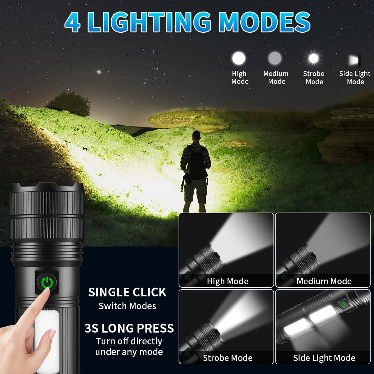 Linterna LED Recargable KYEKIO 20.32 cm Alta Potencia