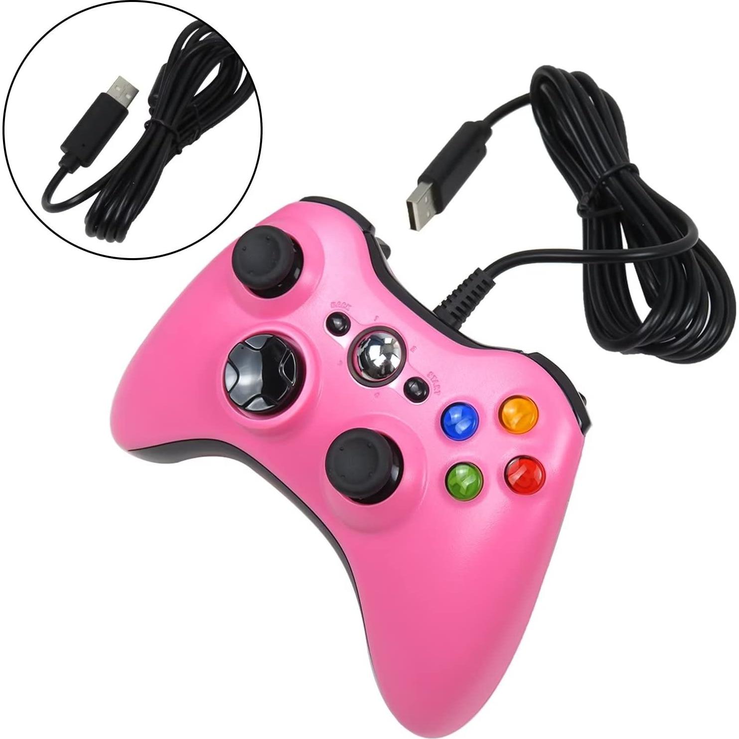 Controlador USB Con Cable USonline911 para Xbox 360 Rosa