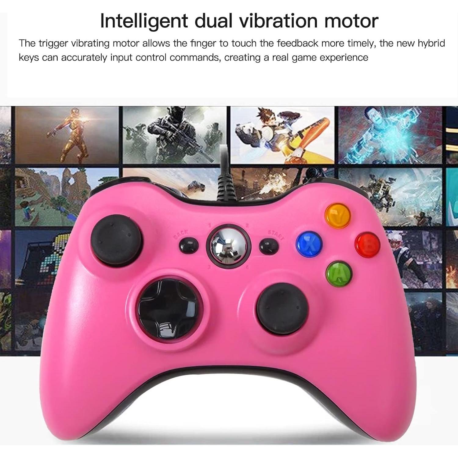 Controlador USB Con Cable USonline911 para Xbox 360 Rosa