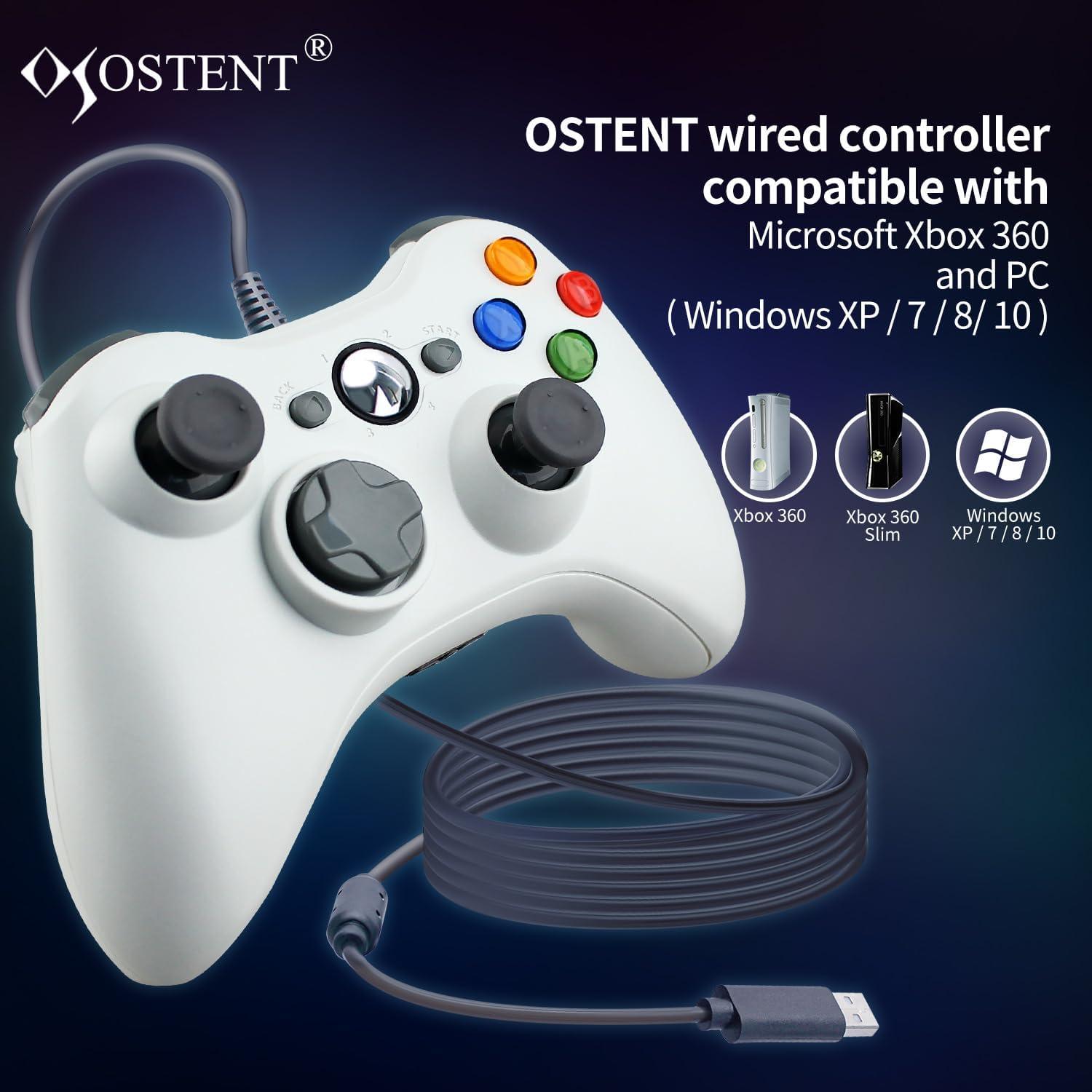 Controlador USB OSTENT Gamepad Xbox 360 PC Blanco