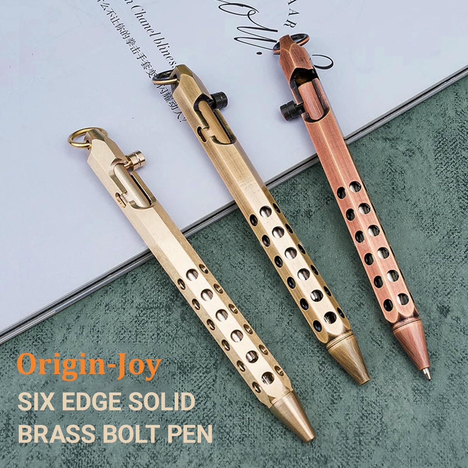 Bolígrafos Tácticos Origin-Joy 2 Pcs Latón Natural y Bronce