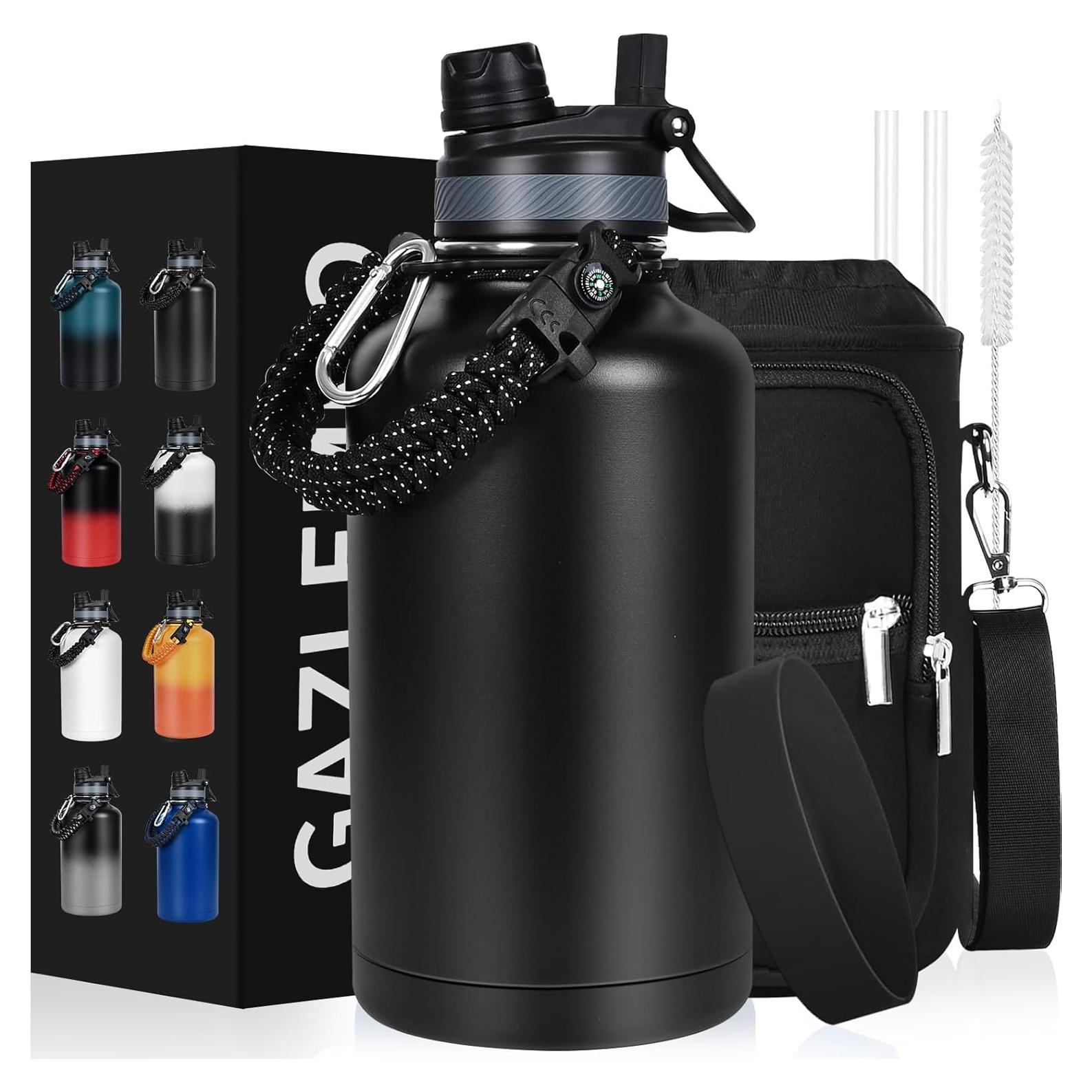 Botella de Agua Aislada GAZLEMHO 1.89L con Accesorios