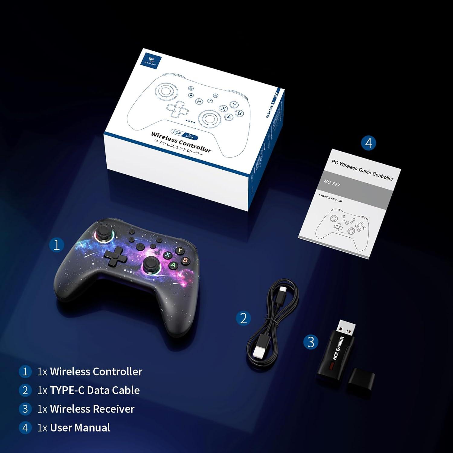 Controlador Inalámbrico AceGamer T47 para PC/Switch - RGB