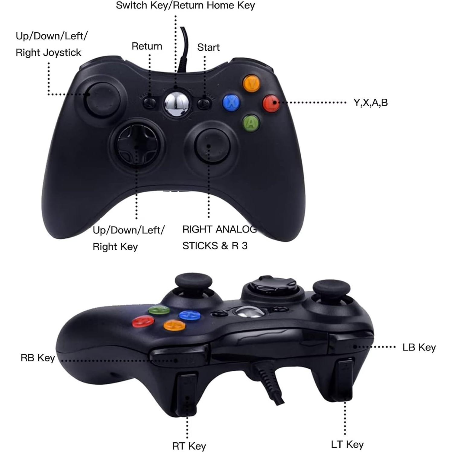 Gamepad USB con Cable USonline911 para Xbox 360 y PC