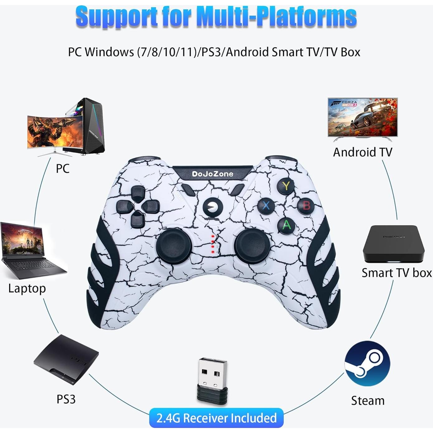 Controlador Inalámbrico DoJoZone para PC y PS3 con Vibración