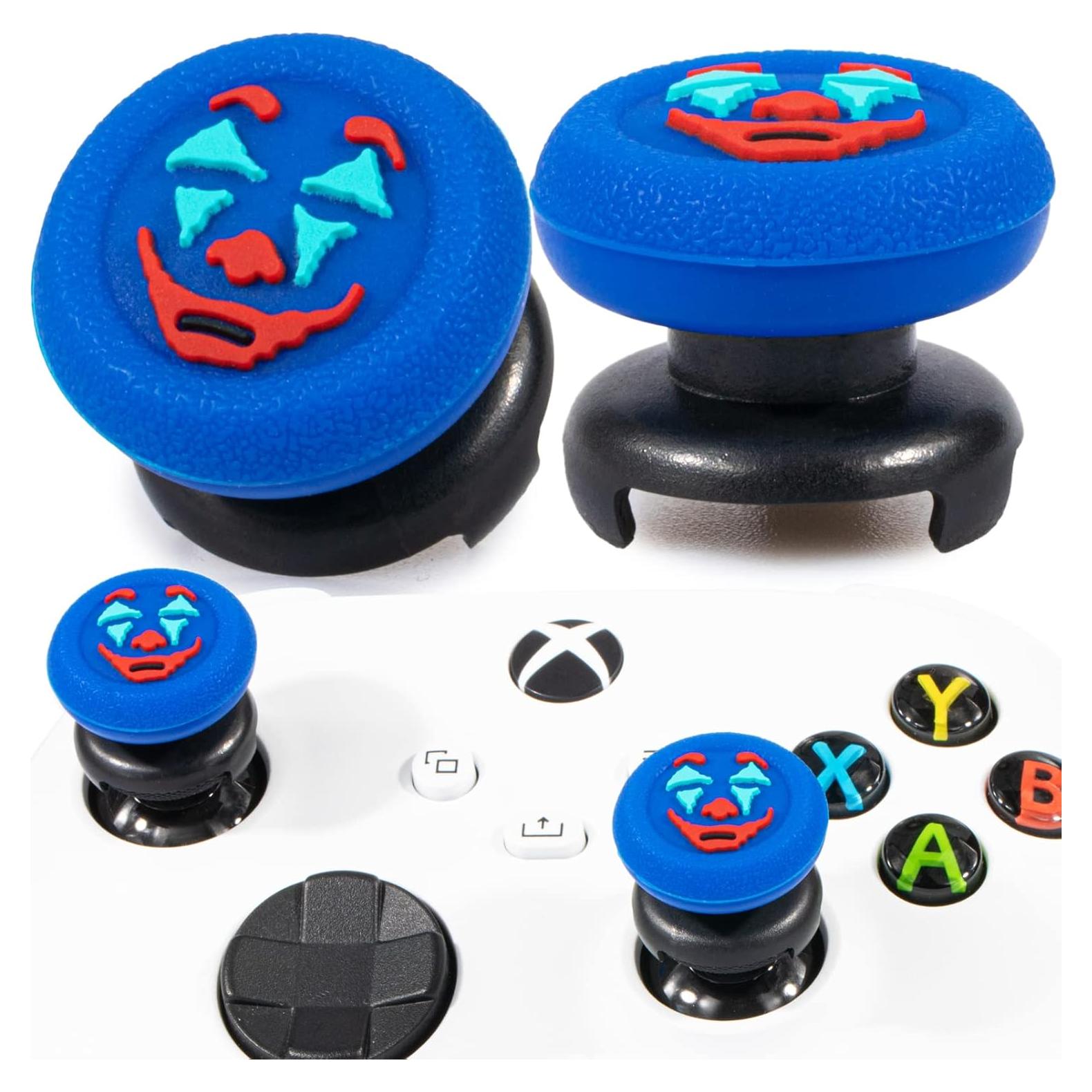 FPS Thumbstick Extender &Texture Rubber Silicone Grip Cover 2 Sets for Xbox Series X/S & Xbox One Controller(Joker Blue)