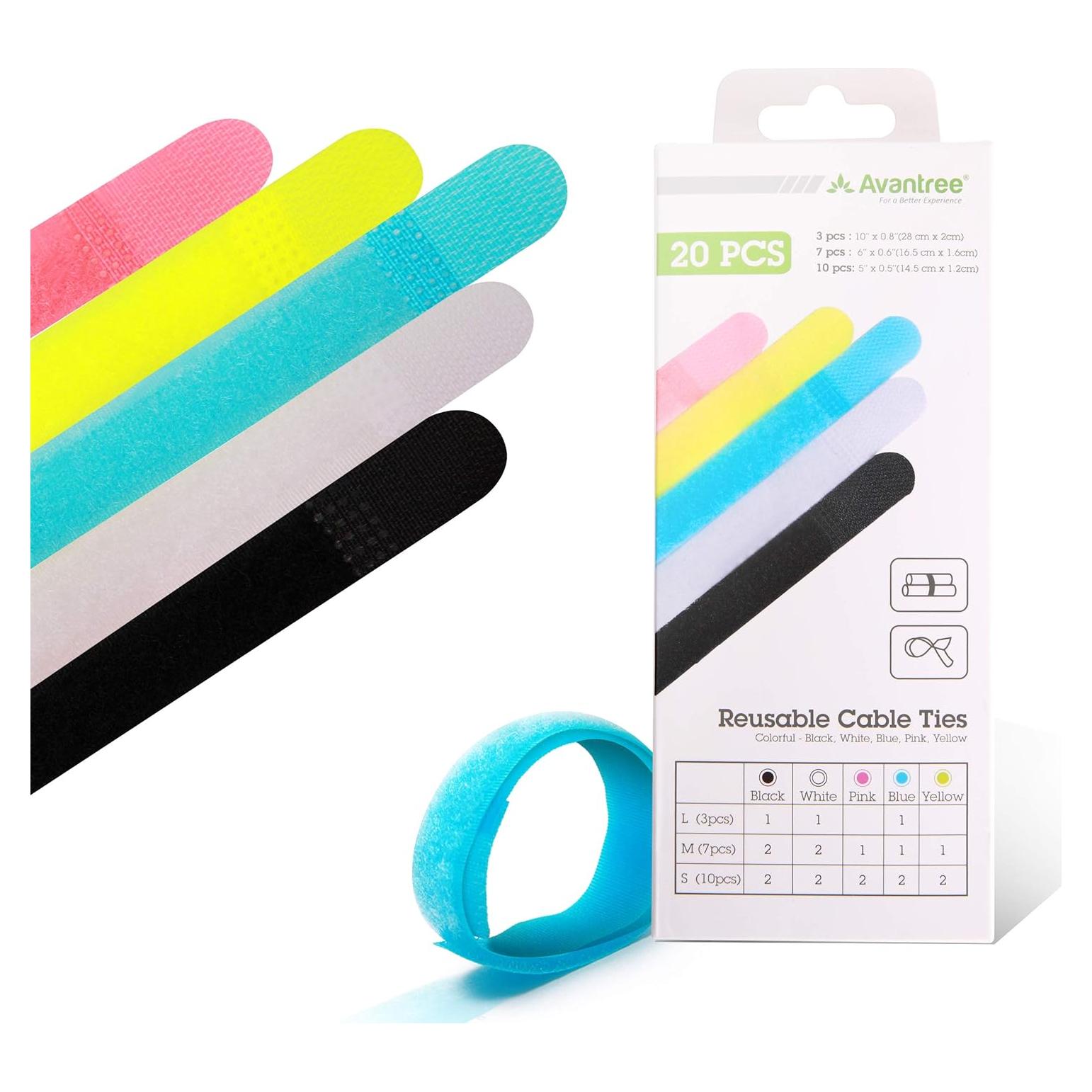 Pack 20 Organizadores de Cables Avantree Multicolor