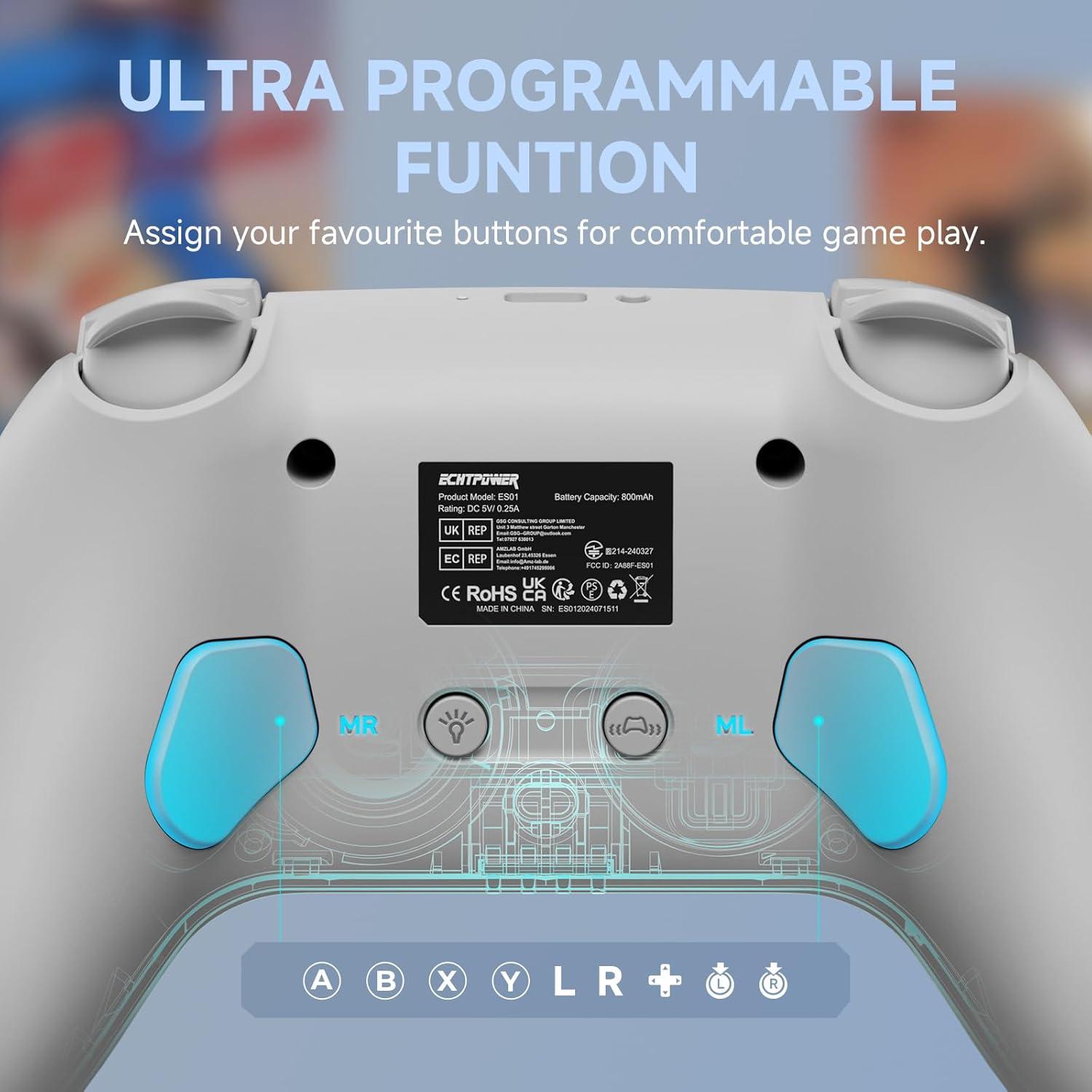 Controlador Inalámbrico ECHTPower para Nintendo Switch Gris