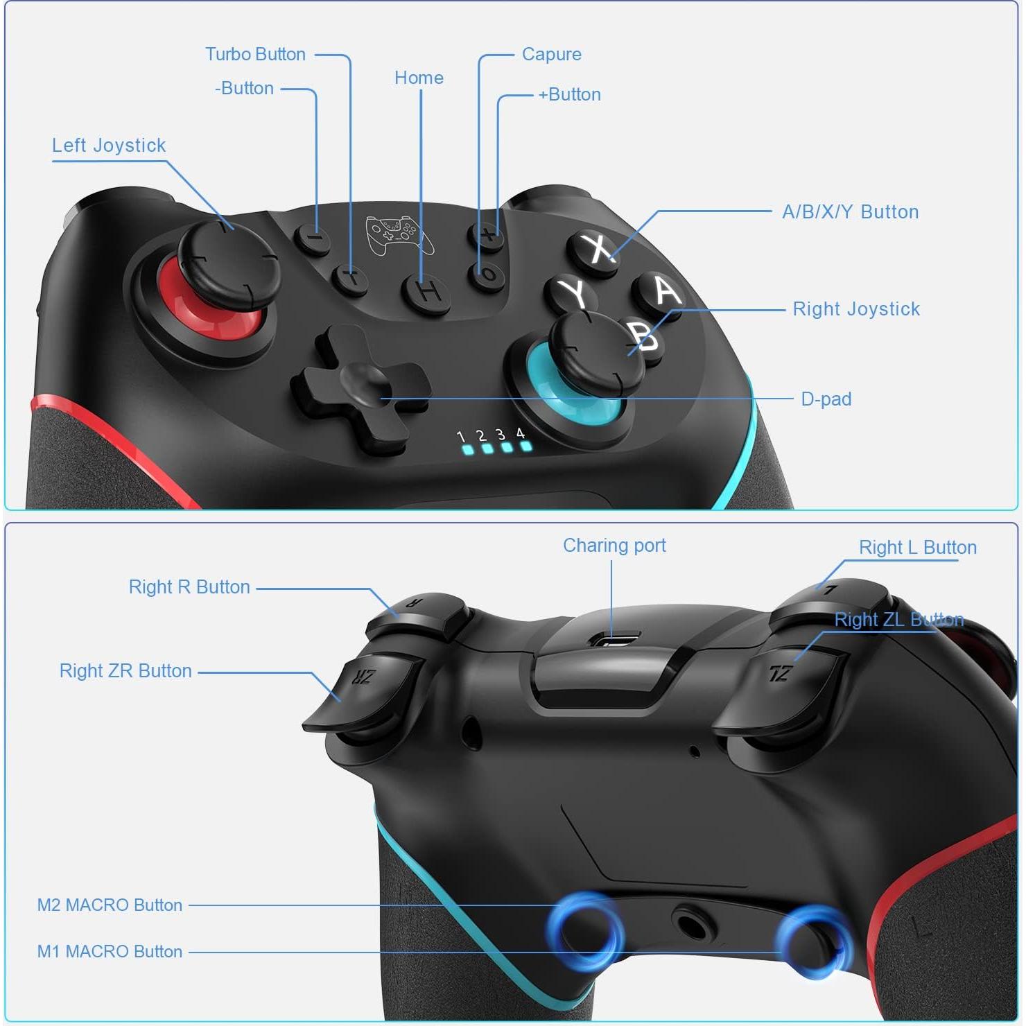 Controlador Inalámbrico Deepdawn para Nintendo Switch Verde