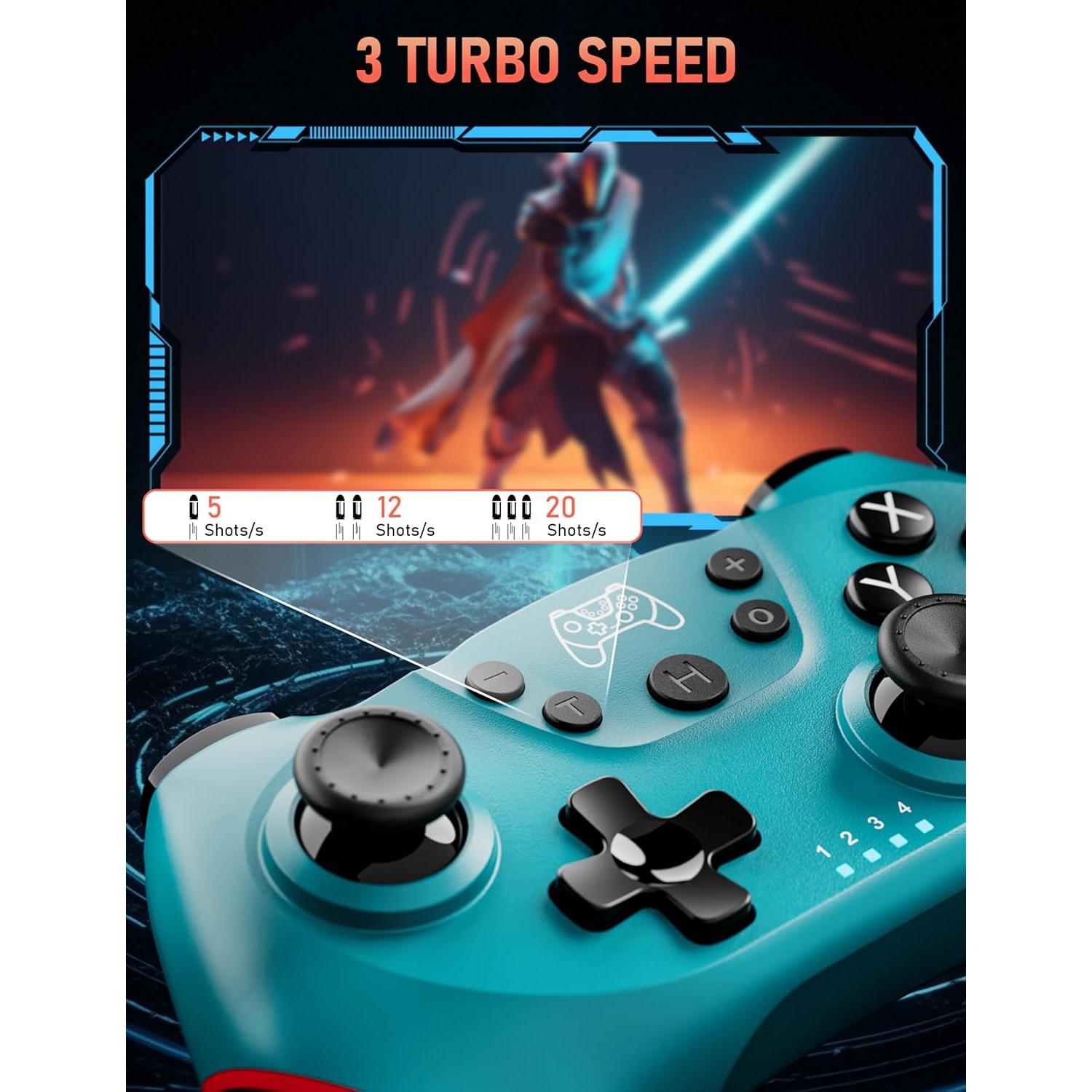 Controlador Pro Inalámbrico Diswoe para Switch y PC Azul