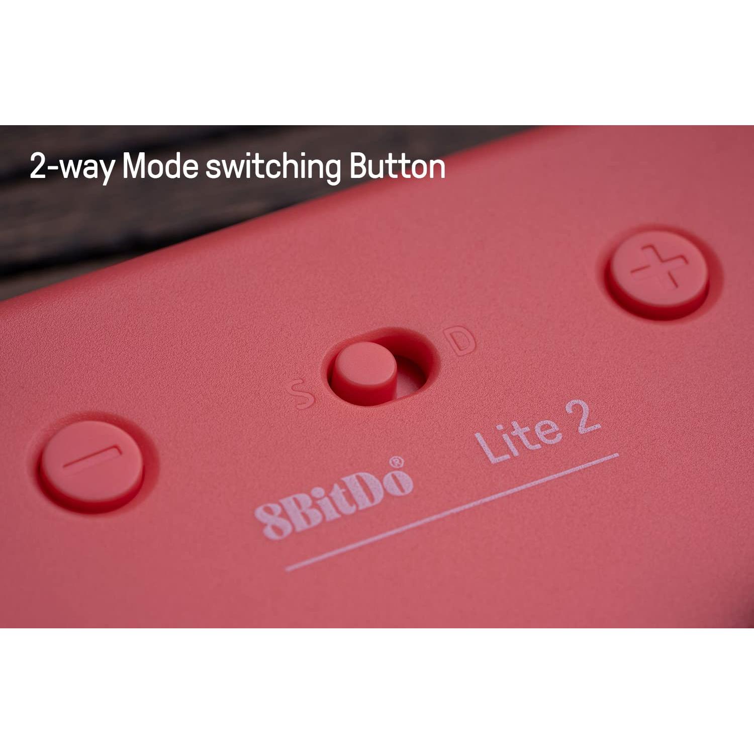 Controlador Bluetooth 8Bitdo Lite 2 Rosa con vibración y giroscopio