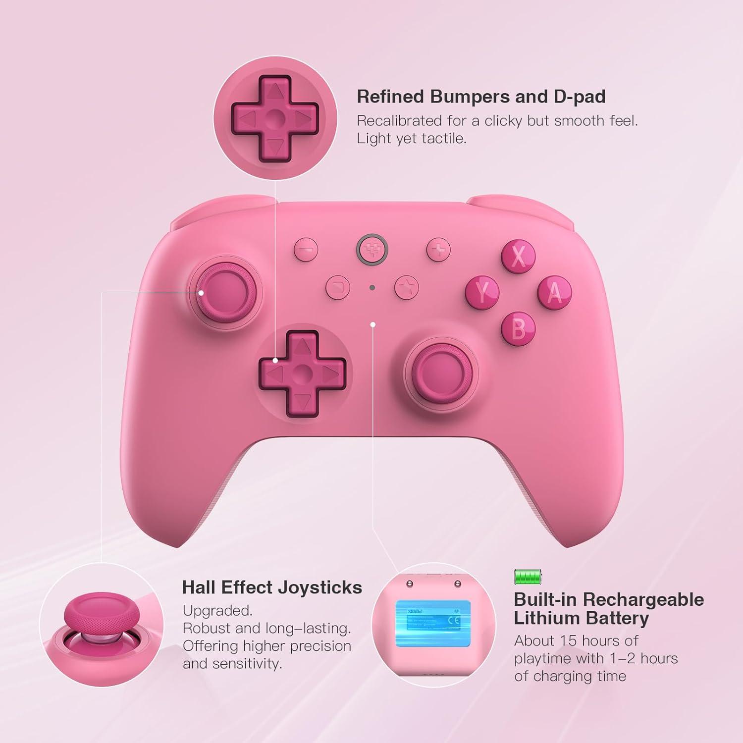Controlador Bluetooth 8Bitdo Ultimate 2C para Switch Rosa