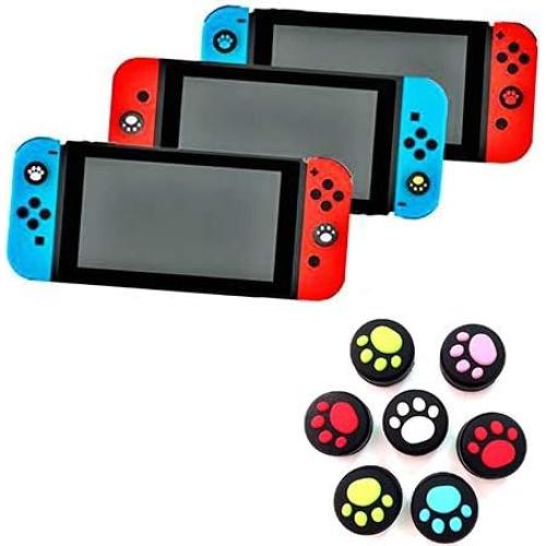 Ambertown 2 x Silicone Analog Controller Thumb Stick Joystick Grips Cap for Switch NS/Switch Lite Controller ThumbStick Cute Cat Paw Claw (White)