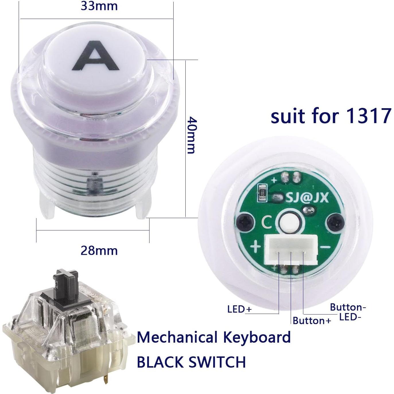SJ@JX Arcade Game LED Controller Lamp USB Encoder Gamepad Cherry MX Microswitch Light Button 4-8way LED Joystick for Nintendo Switch PC PS3 Raspberry Pi MAME