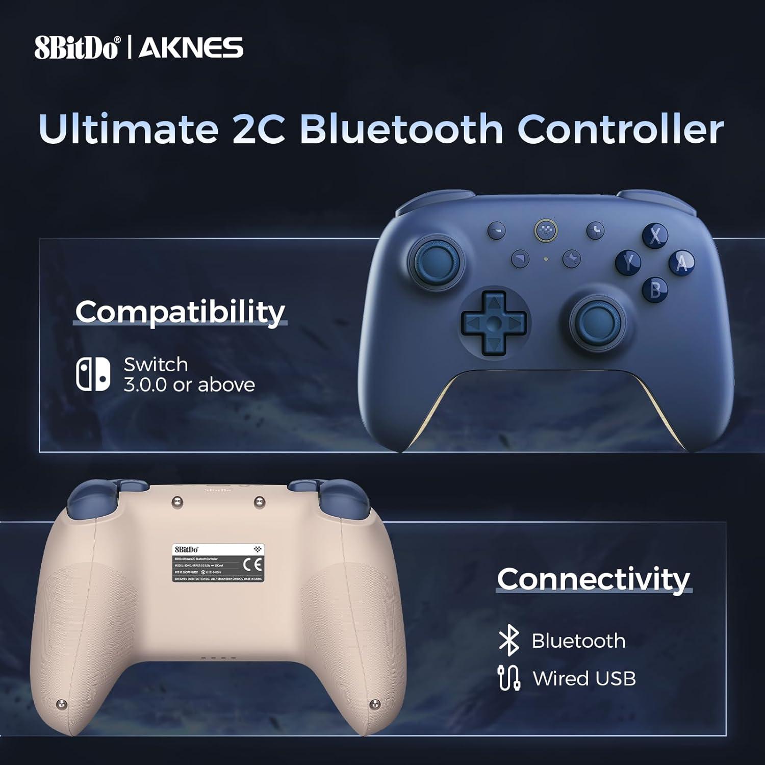 Controlador AKNES Ultimate 2C Bluetooth para Switch - Azul