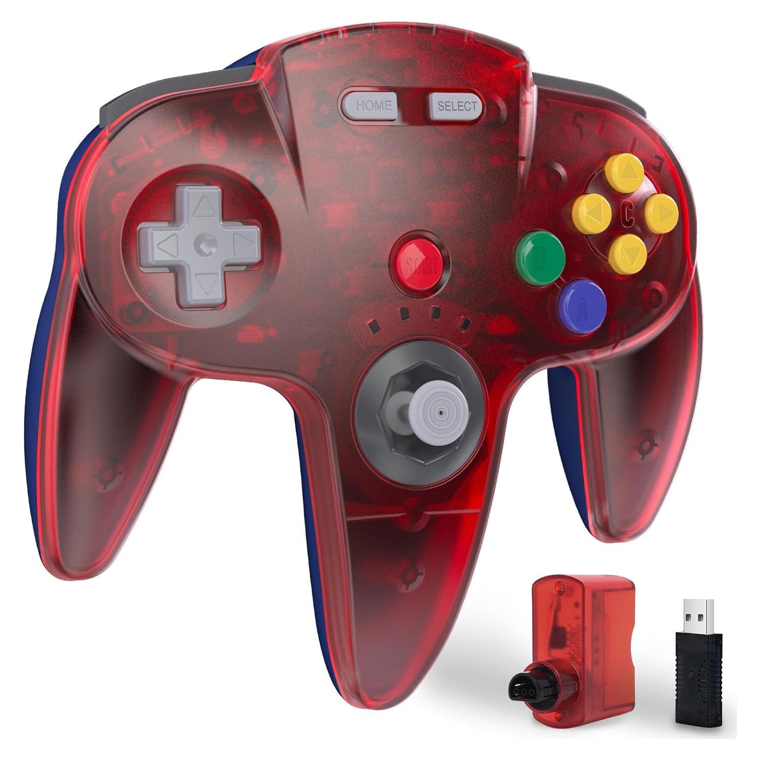 Controlador Inalámbrico KIWITATA para N64 Rojo Transparente