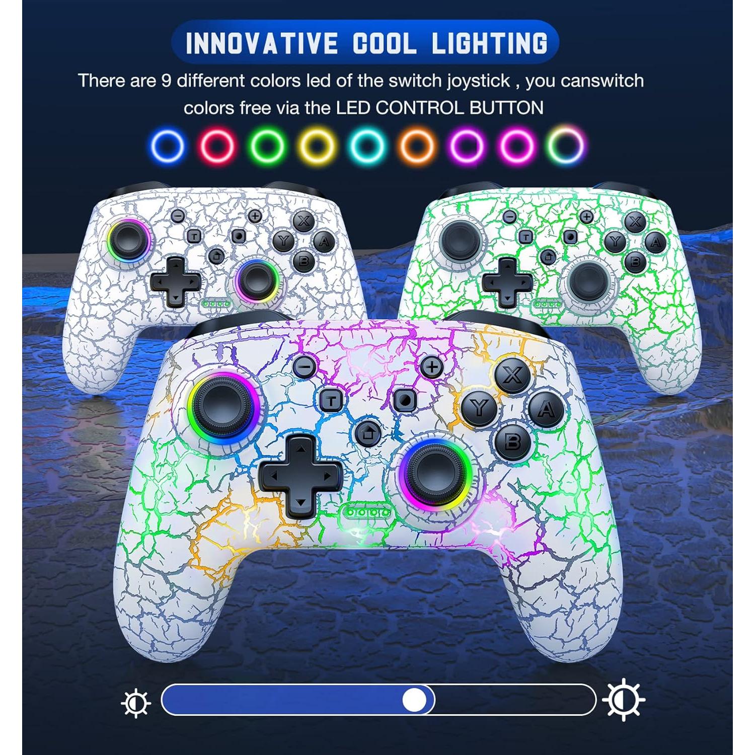 Controlador Inalámbrico Gammeefy para Nintendo Switch - LED 9 Colores