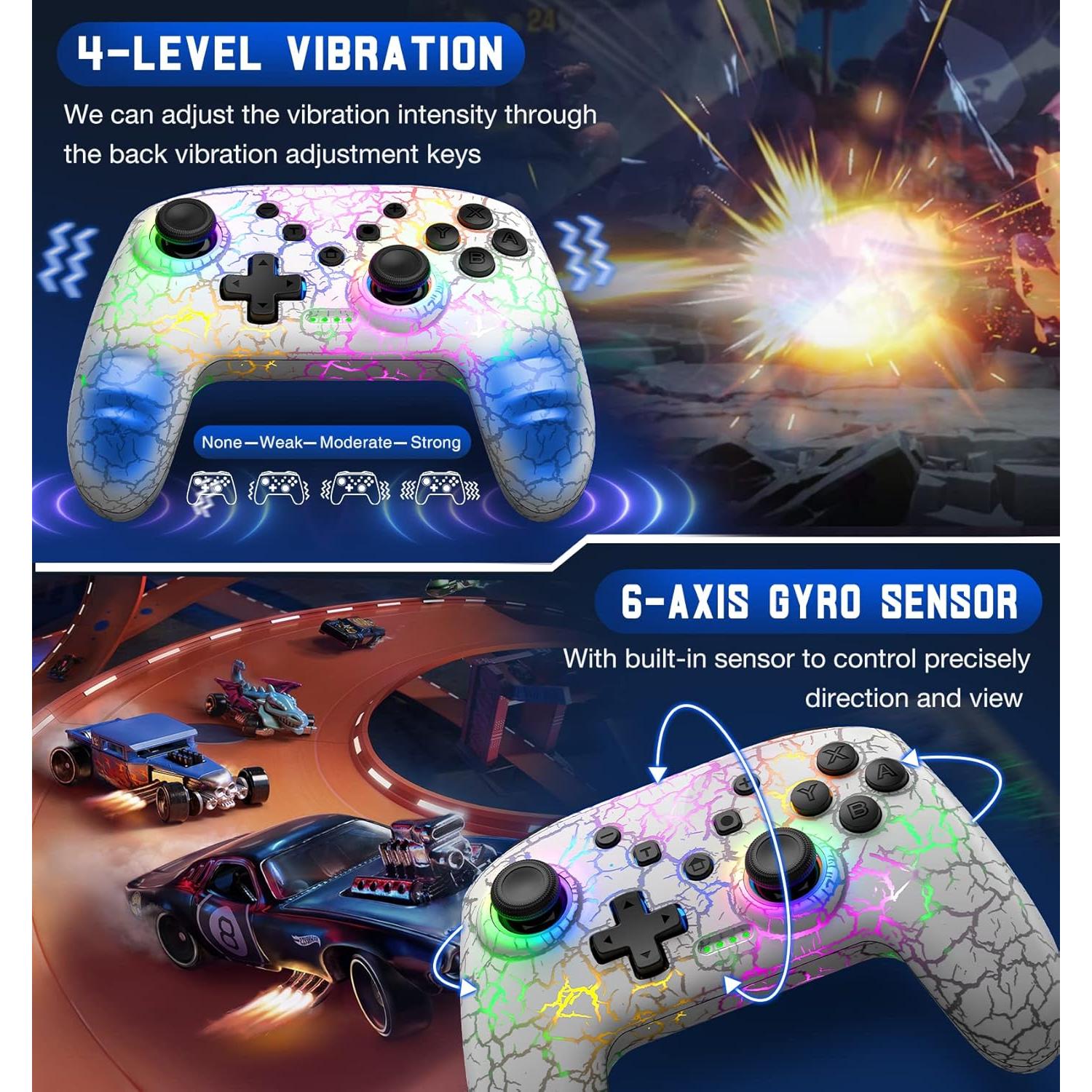 Controlador Inalámbrico Gammeefy para Nintendo Switch - LED 9 Colores